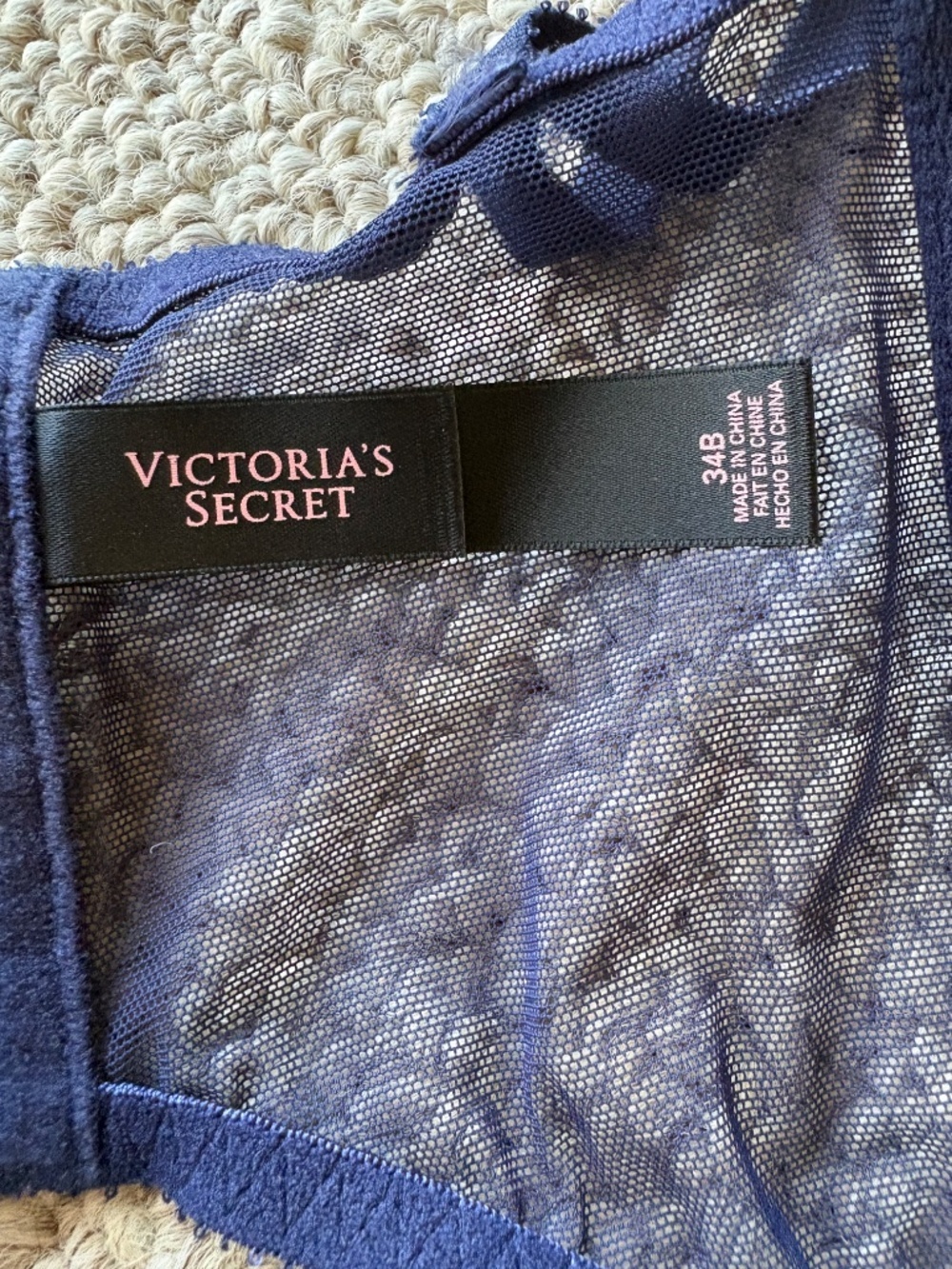 Victoria's Secret Navy Lace Corset Bustier 34B Underwire Boning Glam Sexy Chic - Picture 3 of 5